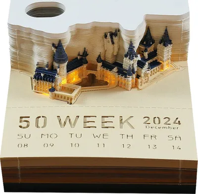 Produktbild von 2025 Kalender Tischkalender 3D Notizblöcke mit Lichtern Memo Pad Papier Büros Scrapbooking Papier Schnitzen Geschenk Weihnachtsgeschenk Kunst