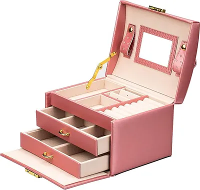 Produktbild von OKWISH Schmuckkoffer Schmuckkasten Schmuck Schmuckbox mit Spiegel