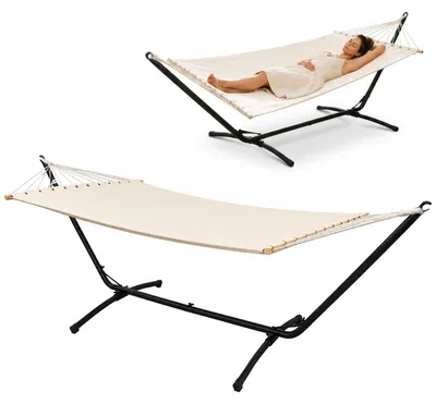 Produktbild von Outdoor Hängematte mit Gestell - 310cm Hängemattengestell 200x120 Stabhängematte, KI-generiertes Bild