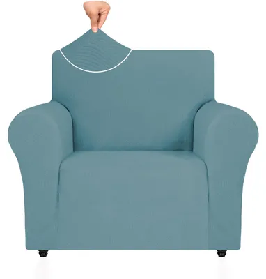 Imagen del producto de Omgoods - Funda elástica para sofá de 1 plaza, resistente a arañazos y lavable a máquina, color azul claro