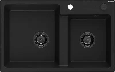 Immagine prodotto di Mexen Tomas lavello in granito a 2 vasche 800 x 500 mm, nero, sifone nero - 6516802000-77-B