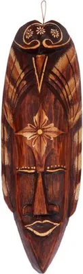 Produktbild von Maske bemalt 30 cm, Holz-Maske aus Bali, Wandmaske