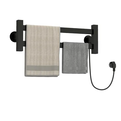 Produktbild von Puluomis Heizkörper Elektrischer Handtuchhalter mit Ein-Knopf-Schalter, 55°C konstante Temperatur, IPX4 wasserdicht, Badheizkörper 48,5x16,5cm schwarz