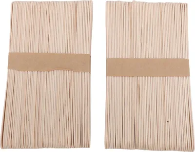 Image de 100 bâtonnets de cire en bois, bâtonnets d'épilation portables jetables pour les petites zones, les sourcils du visage