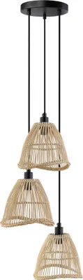 Image de HOME DELUXE Suspension en rotin FELIA - Beige | Suspension bohème, suspension en rotin, éclairage naturel