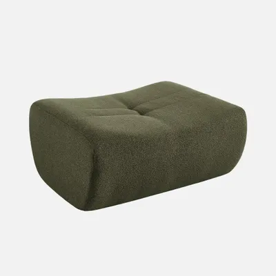 Produktbild von sweeek - Hocker, Fußhocker mit strukturiertem Bouclé-Bezug für Sessel und Sofas - Khaki