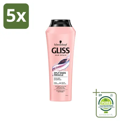 Obrázok produktu pre 5 ks šampónu Schwarzkopf Gliss na poskodzené vlasy, séria "Miracle", 250 ml - veľké balenie