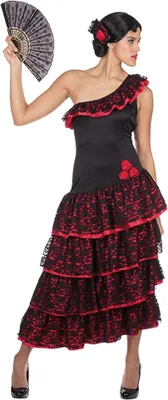 Produktbild von Spanierin Kostüm schwarz rot 34