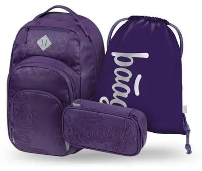 Obrázek produktu pro BAAGL SET 3 Coolmate Plum: batoh, penál, sáček