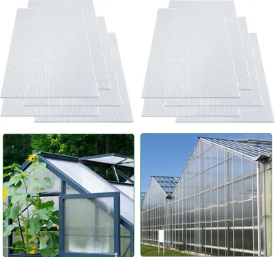 Produktbild von Jayseuw 10x Doppelstegplatte Leicht Vielseitig Widerstandsfähig Transparent 8 mm 60,5 x 121 cm