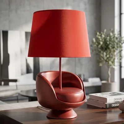 Obrázek produktu pro Stolní lampa křeslo z červené pryskyřice ø 26x43 cm