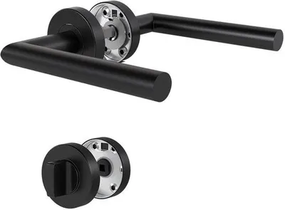 Image de Élégant bouton de porte de salle de bain noir - Pièce unique au design raffiné