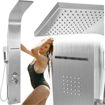 Produktbild von Duschpaneel mit Hydromassage, Wasserhahn, Säule, Dusche, Regendusche