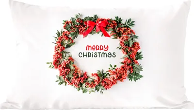 Produktbild von MuchoWow® Zierkissen Sofakissen Wohnzimmer Dekokissen 50x30 cm Winter - Mistelzweig - Weihnachtskranz - Wohnzimmerdekoration - Polster mit Photo