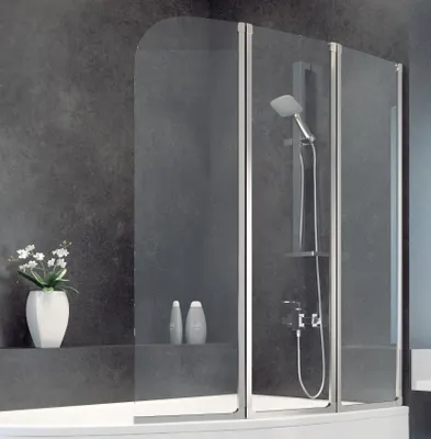 Produktbild von ECOLAM Badewannenabtrennung für Badewanne Duschabtrennung Ambition  Glasabtrennung 3-teilig 139 cm Klarglas Glas