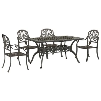 Image de vidaXL Ensemble de jardin 5 pièces bronze fonte d'aluminium