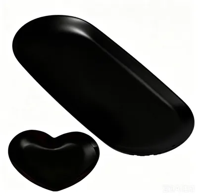 2er-Set dekorative Tabletts oval & Herz, schwarz, Edelstahl
