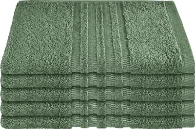 Produktbild von Schiesser Frottier Gästetuch Milano im 5er Set | 100% Baumwolle aus nachhaltiger Produktion | weich, saugstark, farbecht | 30x50cm | Dunkelgrün