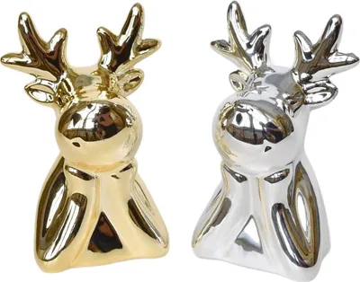 Immagine prodotto di Renne in Vetroceramica oro e argento 11 cm, set di 2