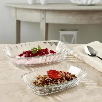 Image de Pasabahce bols ovales Mezze en verre, lot de 2, 179 x 114 mm