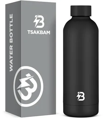Produktbild von Metallenes Sportflasche, 500ml, leckgeschützt, für saure Getränke, Spülmaschinenfest, für den Fitnessstudio (schwarz)