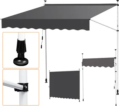 Immagine prodotto di Tenda da sole TolleTour Tenda da sole a morsetto Tenda da sole retrattile Protezione solare Balcone senza forature 200x120 cm