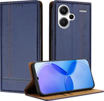 Image de Etui pour Xiaomi Redmi Note 13 Pro+ étui en cuir avec fonction stand bleu