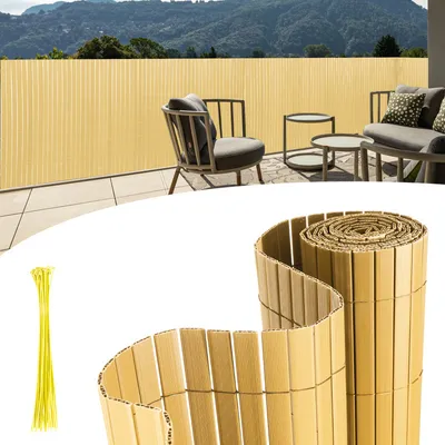 Produktbild von Yakimz PVC Sichtschutzmatte UV-Schutz Sichtschutzzaun Balkon Terrasse Windschutz Sichtschutz Outdoor Balkonverkleidung Wetterfest für Balkon Garten Markise Zaun Terrasse Bambus 120x500cm