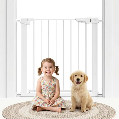 Produktbild von Treppenschutzgitter für Breiten 75-82cm, Türschutzgitter ohne bohren, Kinderschutzgitter Hundegitter, Beidseitige Öffnung, Selbstschließend, für Innen