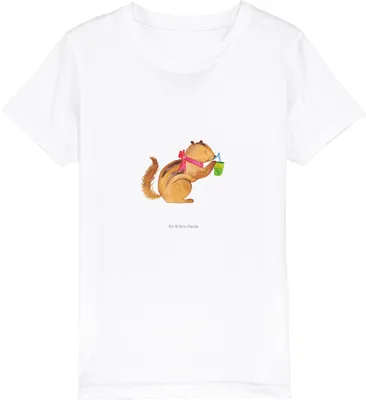 Produktbild von Mr. & Mrs. Panda Kleinkinder T-Shirt Eichhörnchen Smoothie 12-14 Jahre (152/164) - Weiß - Geschenk, Kinder Shirt, Teenager, Kurzarm, Diät, Lustige Sprüche, Organic