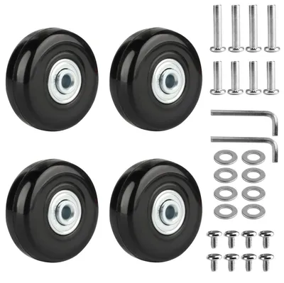 Kofferrollen 60 mm, 4 Stück, Ersatzrollen, schwarz, Doppellager