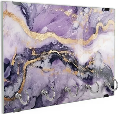 Produktbild von DEQORI Schlüsselbrett Glas 30x20 cm 'Violette Gesteinsader' Schlüssel Halter Board Haken