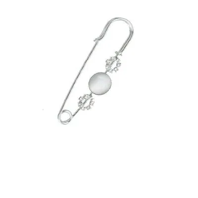 Productafbeelding van 2 zilverkleurige strass-decoratieve speldjes, veiligheidsspelden, broche, 6,5 x 1,5 cm