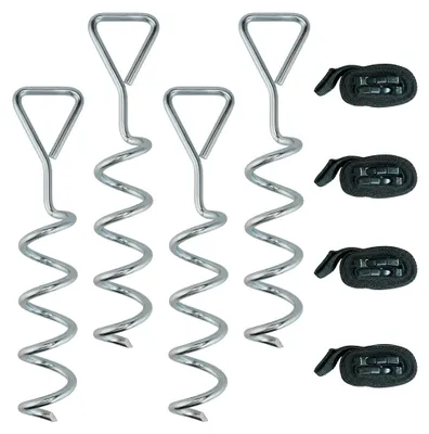 Productafbeelding van SPORTNOW Bodemankerschroeven, set van 4, 32 cm, trampolinepalen, ankers met handgreep