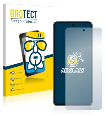 A product packaging for a screen protector, with a smartphone and the screen protector shown.