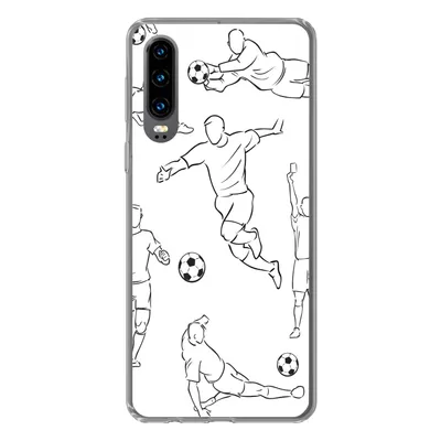 Produktbild von MuchoWow® Handyhülle Schutzhülle Hülle für Huawei P30 Eine Illustration von Spielern in verschiedenen Positionen - Junge - Mädchen - Kinder Silikon Softcase Handy Hülle - Kartenbesitzer