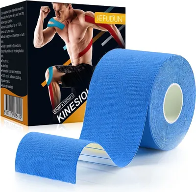 Produktbild von Kinesiologie Tape Sporttape Physiotape Fix Bandage 5m x 5cm Wasserfest Latexfrei, 5 Rollen in Blau