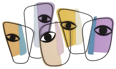 Zdjęcie produktu dla Panel ścienny Eyes A z wielokolorowego żelaza, 120x72 cm