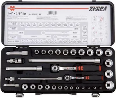 Immagine prodotto di Würth assortimento di chiavi a bussola da 1/4 + 3/8 di pollice 09651735 scatola per cricchetti da 35 pezzi scatola per cricchetti