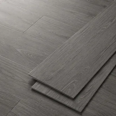 Image de QEENTOE : Dalles de sol en PVC vinyle auto-adhésives, pose facile, imperméables et antidérapantes, couleur gris foncé imitation bois (18 pièces, 2,51 m²)
