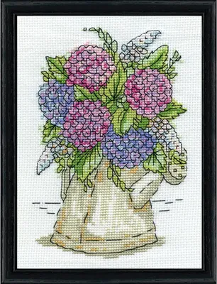 Produktbild von Design Works Kreuzstich Stickpackung "Gießkanne", Zählmuster, 13x18cm