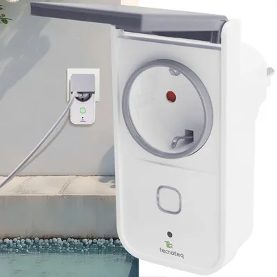 Produktbild von Smarte WLAN Outdoor Steckdose IP44 - Wetterfeste Aussensteckdose mit Stromzähler, App & Timer - Kompatibel mit Alexa & Google Home für Ihren Garten