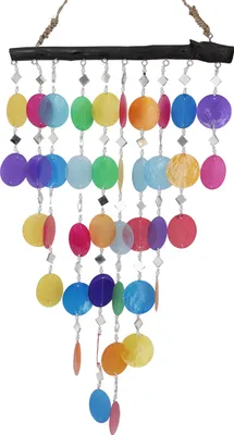 Produktbild von Muschel Mobile, Ethno Windspiel, Sonnenfänger - Bunt, Mehrfarbig, Holz,Muschelscheiben, 60*30*2 cm, Traumfänger, Mobiles