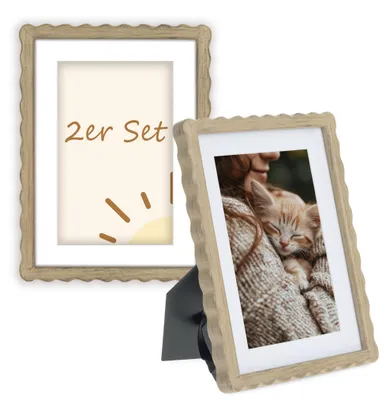 Produktbild von Bilderrahmen Set 15 x 20 cm Wellenförmiger Deko-Rahmen in Hellbraun