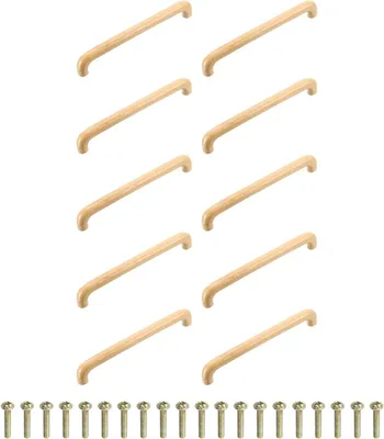 Zdjęcie produktu dla Uchwyty do szafek – 10 sztuk, drewniane, solidne, brązowe, 192 mm