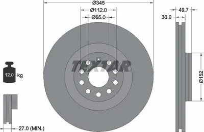 Produktbild von 2x TEXTAR Bremsscheibe 92120605 für VW Golf V Schrägheck (1K1) GOLF VI (5K1)