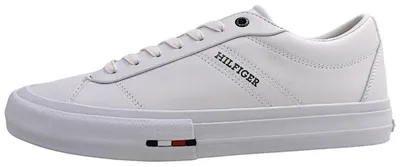 Image de Tommy Hilfiger Hi Vulc Street : chaussures de sport pour hommes, modèle à lacets, couleur blanche