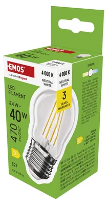 Immagine prodotto di EMOS Lampada LED Edison MiniGlobe, 3,4W in sostituzione della lampadina a incandescenza da 40W, lampadina vintage rotonda con base E27 e luminosità 470lm, bianco neutro 4000K