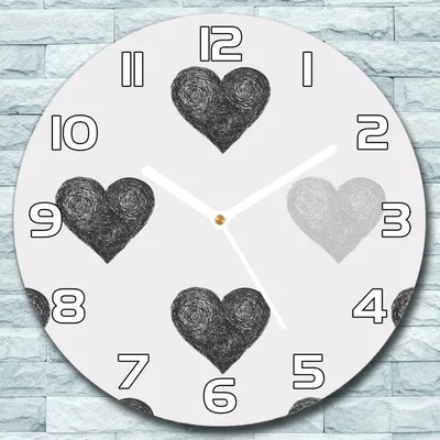 Produktbild von Wanduhr aus Glas Rund fi 30 Abstrakte Herzen Quarz Deko Schlafzimmer Büro