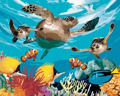 Produktbild von Zuty - Malen nach Zahlen - SCHILDKRÖTEN UND DER BUNTE OZEAN (HOWARD ROBINSON), 40x50 cm, ohne Keilrahmen